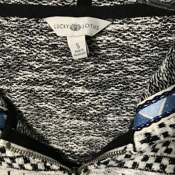 Lucky Lotus black/white pattern hooded jacket, S - Picture 4 of 7